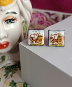 Orecchini al lobo con mattonelle in ceramica di caltagirone