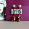 Orecchini siciliani con mattonelle in ceramica di caltagirone e grappolo di pietre colorate 2