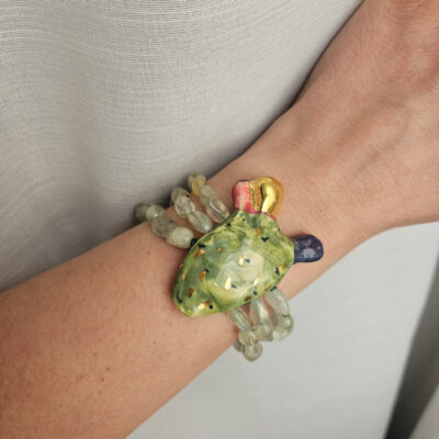 Bracciale tre fili con prinite e fico in ceramica di caltagirone
