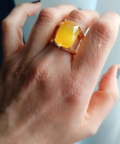 Alternative view of Statement Ring with Yellow Chrysoberyl Stone