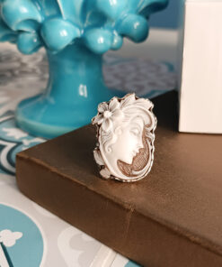 Anello vittoriano in argento 925 con cammeo di torre del greco
