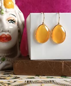 Orecchini a goccia con occhio di gatto giallo 2