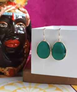 Orecchini a goccia con occhio di gatto verde