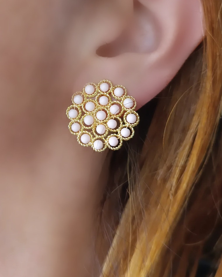 Rose Coral Stud Earrings - Image 2