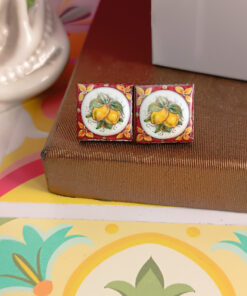 Orecchini al lobo con mattonelle in ceramica di caltagirone 1