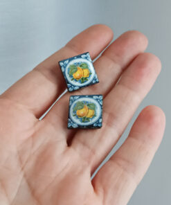 Orecchini al lobo con mattonelle in ceramica di caltagirone 1