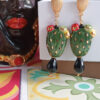 Orecchini siciliiani con fichi d'india in ceramica di caltagirone e onice nero a goccia 3