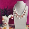 Parure collana e orecchini agata bianca e corallo rosso 1