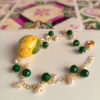 Bracciale a catena con pietre verdi perline e limone in ceramica di caltagirone 1