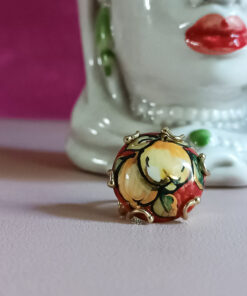 Anello tondo con ceramica di caltagirone dipinta a mano
