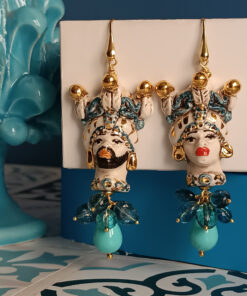Alternative view of Sicilian Moor Earrings with Turquoise and Blue Quartz