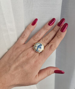 anello bombato in ceramica di caltagirone con cavalluccio marino