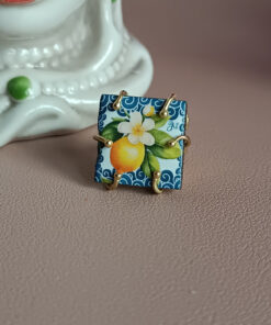 Alternative view of Anello fatto a mano con Mattonella in Ceramica di Caltagirone