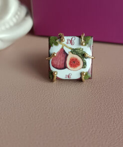 Anello quadrato con mattonella in ceramica di caltagirone