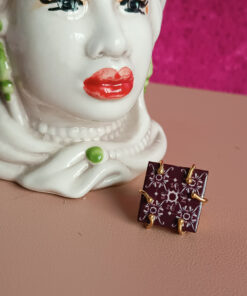 Anello quadrato con mattonella in ceramica di caltagirone 4