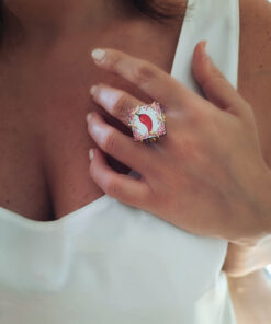 Alternative view of Anello artigianale con Mattonella in Ceramica di Caltagirone