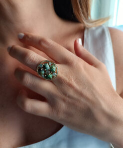 Alternative view of Anello in Ottone con Zirconi e Giada Africana