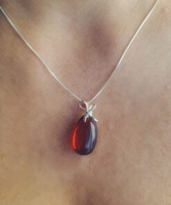 Alternative view of Collana Girocollo con Catena Argento 925 e Ciondolo con Ambra Naturale