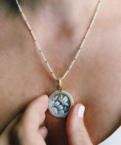 Alternative view of Dainty Necklace with Pearls and Shell Cameo Drop