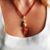 Collana siciliana con corniola e melograno in ceramica di caltagirone 2