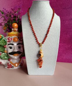 Alternative view of Sicilian Necklace with Carnelian and Sicily Ceramic Pomegranate