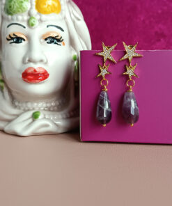 Orecchini a goccia in argento 925 con ametista naturale 2