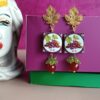 Orecchini con mattonelle con uva in ceramica di caltagirone e pietre colorate 1