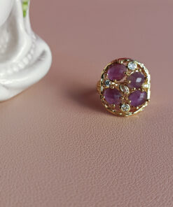 Alternative view of Anello in Ottone con Zirconi e Ametista