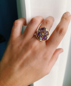 Anello tondo con ametista e zirconi