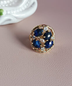 Alternative view of Anello in Ottone con Zirconi e Lapislazzuli