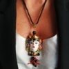 Collana siciliana in onice nero con testa di moro in ceramica di caltagirone 2