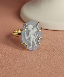 anello cammeo cupido agata blu