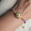 bracciale cordoncino viola con pallina in ceramica di caltagirone