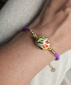 bracciale cordoncino viola con pallina in ceramica di caltagirone