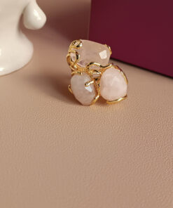 Anello triplo con quarzo rosa 2