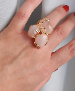Alternative view of Anello in Ottone con Quarzo Rosa