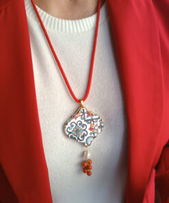 Alternative view of Sicilian Necklace with Rope and Sicily Ceramic Tile Pendant