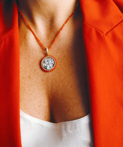 Alternative view of Red Coral Necklace with Authentic Shell Cameo