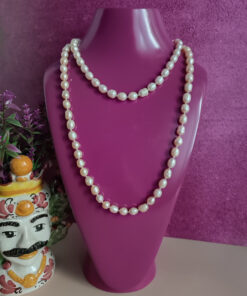 Collana extra lunga modello charlestone con perle di fiume rosa 3