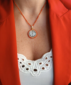 Alternative view of Red Coral Necklace with Authentic Shell Cameo