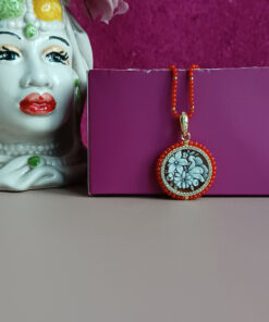 Collana girocollo con corallo rosso e cammeo fiore autentico da torre del greco 2