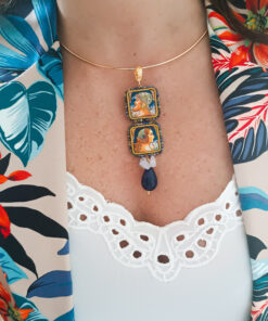 Collana girocollo rigida con mattonelle in ceramica di caltagirone 3