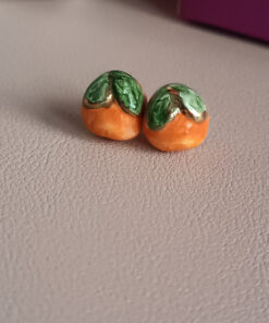 Orecchini al lobo con arance in ceramica di caltagirone dipinta a mano 4