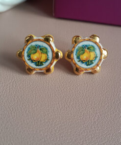 Orecchini al lobo con tamburelli in ceramica di caltagirone dipinta a mano 2