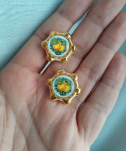 Alternative view of Sicilian Stud Earrings with Ceramic Tambourines