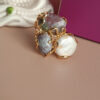Anello agata indiana e perla barocca piatta 2