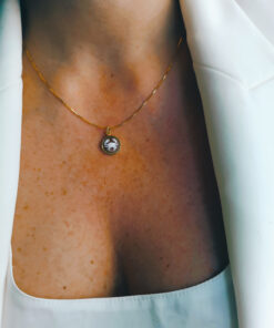 Ciondolo in Argento 925 placcato Oro con cammeo segno zodiacale