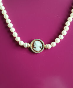Alternative view of Dainty Necklace with Pearls and Shell Cameo
