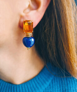 Alternative view of Orecchini SUGAR con Cuori in Ceramica e Cristalli Gialli