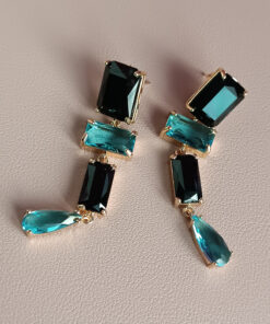 Alternative view of Orecchini Pendenti con Cristalli Azzurri e Neri